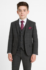 Boys Charcoal Grey Tweed Check