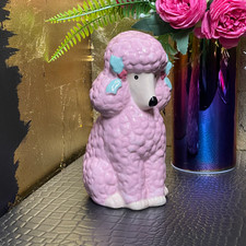 Pink Ceramic Poodle with Bows Ornament 18cm