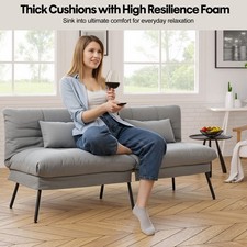 3 Seater Fabric Sofa Bed,Upgraded Frame 5-Gear Back Angle Adjustable Futon Sofa