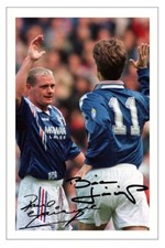 PAUL GASCOIGNE & BRIAN LAUDRUP Signed Autograph 12x8 PHOTO Print RANGERS