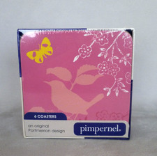 Portmeirion Pimpernel Set Of 6 Square Coasters. NEW & Sealed. Dawn Chorus. Pink
