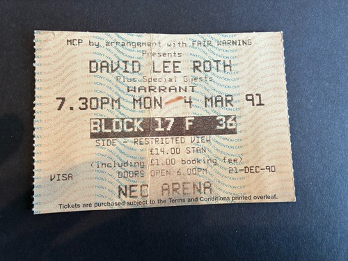 David lee roth ticket and - roth,