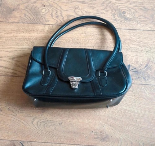 Black faux leather handbag - faux,