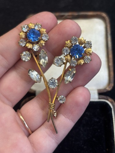 Vintage 1950s blue rhinestone - 1950s,