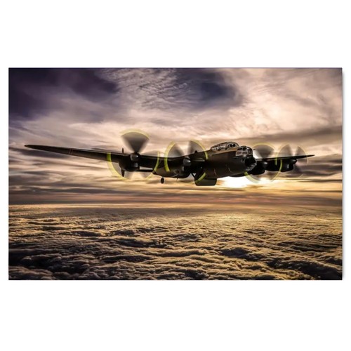 Lancaster bomber over sea - lancaster,