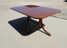Yew Wood Pedestal Dining Table Extends to Seat 14