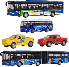 5Pcs Bus Toy Die Cast Pull