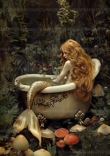 Mermaid forest bathtub fantasy - mermaid,