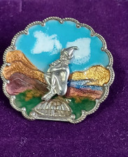 Vintage Enamel Pixie Pin Brooch  Mythology Wood Lucky Elf  Jewellery