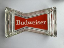 Vintage Budweiser Glass Bowtie Ashtray 8” x 4.5” **Rare Vintage Retro**