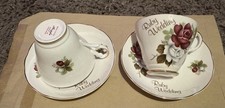 Set Of Ruby Wedding Cups And Saucers - Argyle Bone China