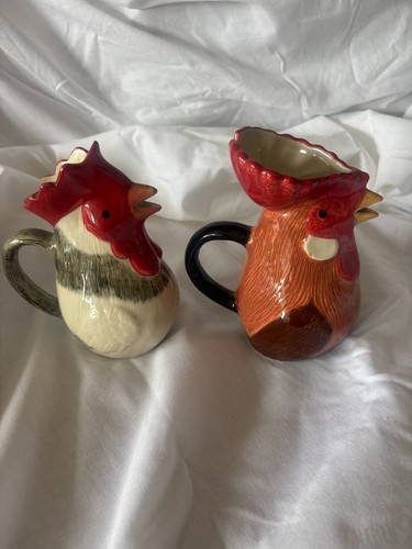Pair novelty ceramic rooster - ceramic,