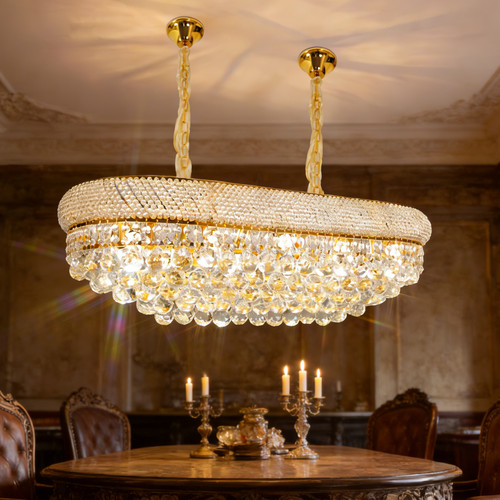 Luxury gold oval crystal - gold,