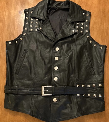 Handmade studded leather vest - studded,