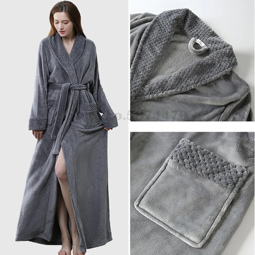 Flannel winter warm robe - flannel,