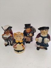 Bundle of 4 Vintage Character Toby Jugs Tony Wood Roy Kirkham Used Collection 