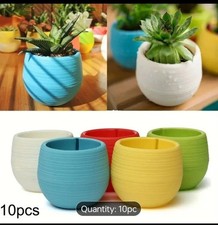 10Pcs Resin Small Round Flower Pots Plant Succulent Home Garden Decor Plant AU