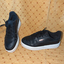 Puma Carina Street Womens Black Leather Platform Trainers UK Size 5