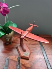 CatalinaSPITFIRE PLANE Model Wooden Handmade Military Memorabilia Tan Brown 