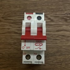 MEM ASN100 / ASN 100, 100 Amp, Main Switch, Dual Pole Isolator, DP 100A