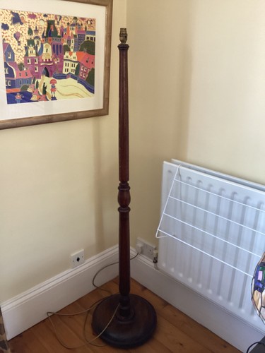 Vintage turned wood floor lamp - wood,
