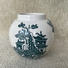 Green Willow Pattern Ginger Jar Mason’s Ironstone Vintage Mid Century Vase