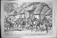 Original Old Antique Print 1887 Horses Stables Going To Work Field Downs 19th