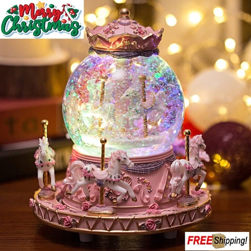 Snow globe music box carousel - box,