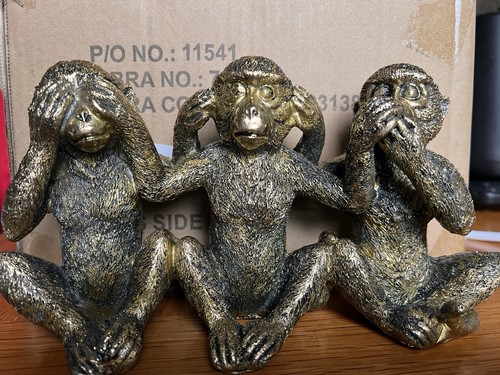 Gold three wise monkeys - three,