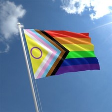 Intersex Pride Flag 5ft x 3ft Rainbow Gay Inclusive Flags with Eyelets LGBTQIA+
