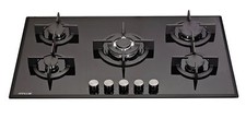MILLAR GH9051PB 5 Burner Built-in Gas on Glass Hob 90cm - Cast Iron Stands & Wok