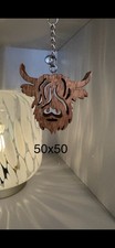 Handmade Wooden Highland Cow Keyring Scottish Highland Cow Bag Charm