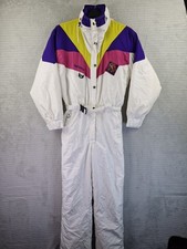 NEVICA Vintage Womens One Piece Snow Ski Suit, UK 34L US 8 Hidden Hood