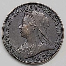 1901 Victorian Queen Victoria Veiled Old Head Farthing 1/4d coin