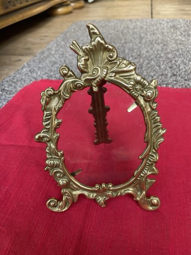 Vintage ornate brass oval - ornate,