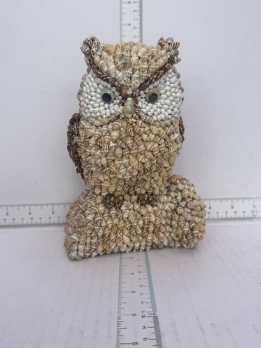 Seashell owl figurine - seashell,
