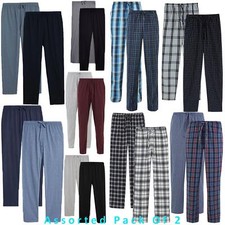 2 Pack M&S Mens Check Brushed Fleece Flannel Pyjama Bottoms Cotton PJ's Trousers