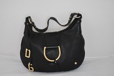 Dolce & Gabbana D&G Black Leather Gold Zip Magnetic Flap Shoulder Hobo Handbag