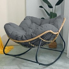 Oversized Papasan Rocking Chair Indoor Outdoor Lounge Seat Comfort Darkly