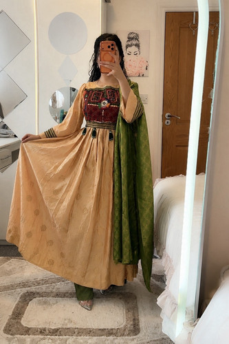 Afghan silk salwar kameez - afghan,