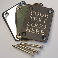 Personalised Engraved Guitar Neck Plate Gold Black Silver Strat Tele Jazz Bass