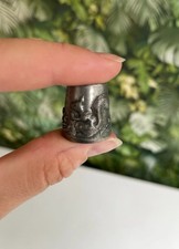 Squirrel embossed pewter. Vintage thimble. Made in England. With Markings. GC