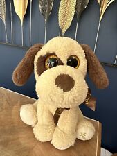 Harrods Dog Plush brown cream book soft toy 9” tall
