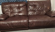 Leather Sofa , Reclining Brown. Recliner Not Working. Small Damage On One Side.