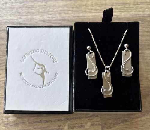 Silver necklace earring set - silver,