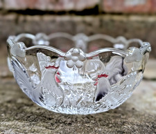 Antique Vtg Rooster Cockerel Glass Fruit Bowl Candy Dish Victorian Stourbridge