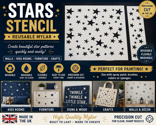 Stars stencil reusable mylar - stars,