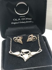Vintage 925 sterling silver Ola Gorie OMG art nouveau necklace & earrings boxed