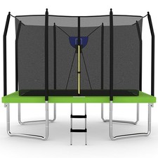 Big Air Bounce 7x11ft Rectangular Trampoline with Safety Enclosure Green FREE La
