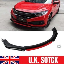 Glossy Black + Red Front Bumper Lip Spoiler Splitter Kit For Honda Civic #F